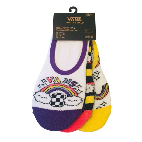 Vans Women's Rainbows Checkerboard Clouds Liners 6.5-10 Set of 3 - Picture 1 of 4